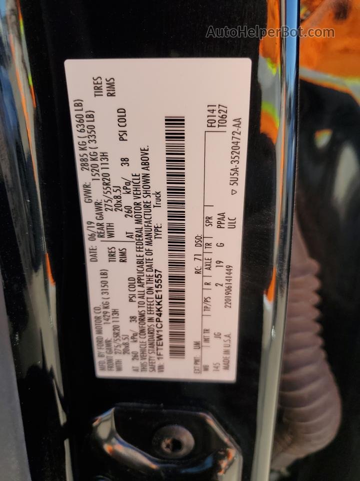 2019 Ford F150 Supercrew Черный vin: 1FTEW1CP4KKE15557