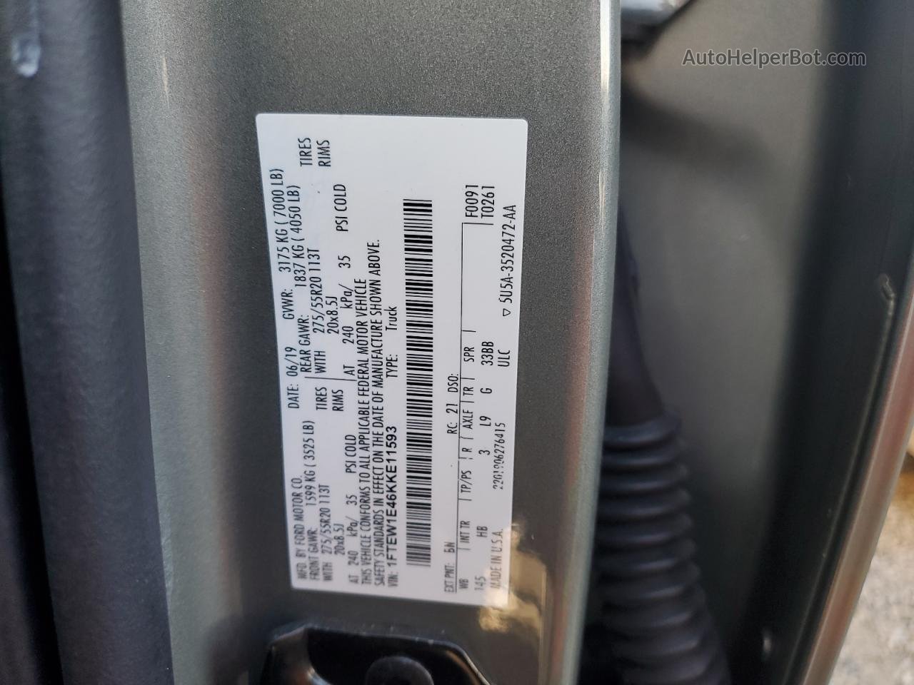 2019 Ford F150 Supercrew Gray vin: 1FTEW1E46KKE11593