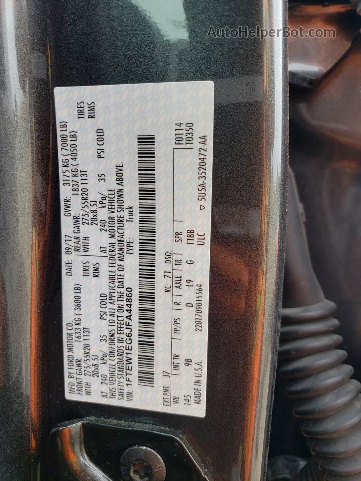 2018 Ford F150 Supercrew Угольный vin: 1FTEW1EG6JFA44860