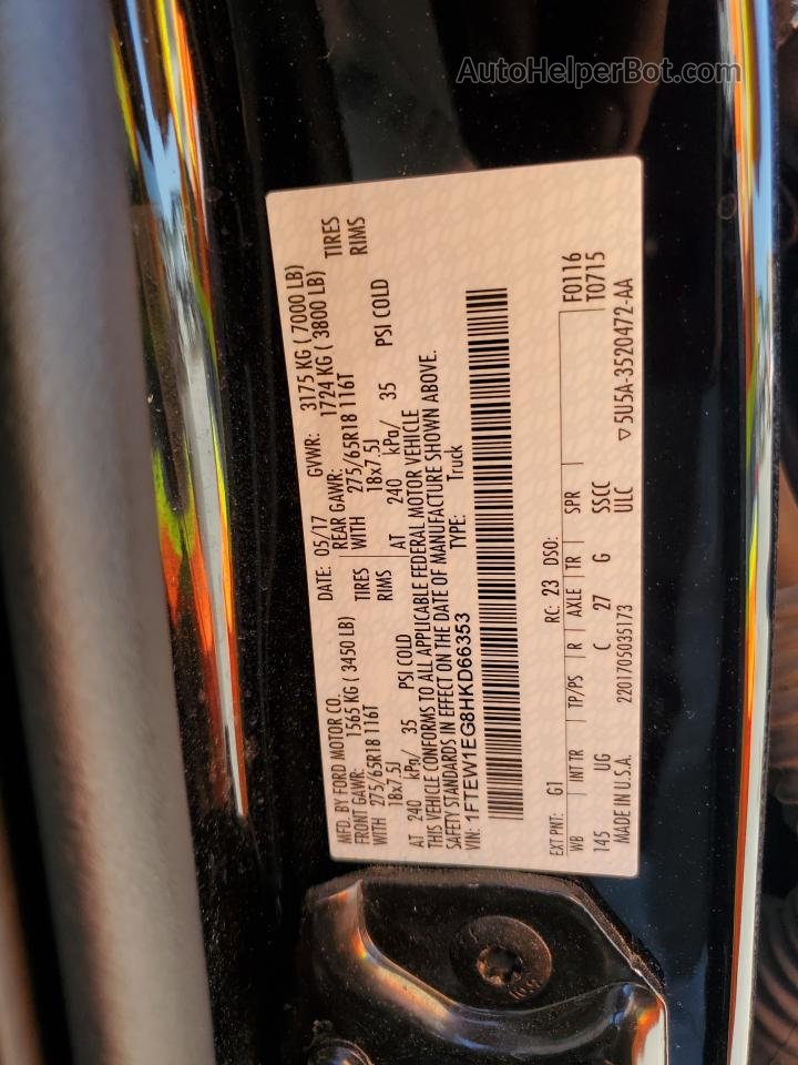 2017 Ford F150 Supercrew Black vin: 1FTEW1EG8HKD66353