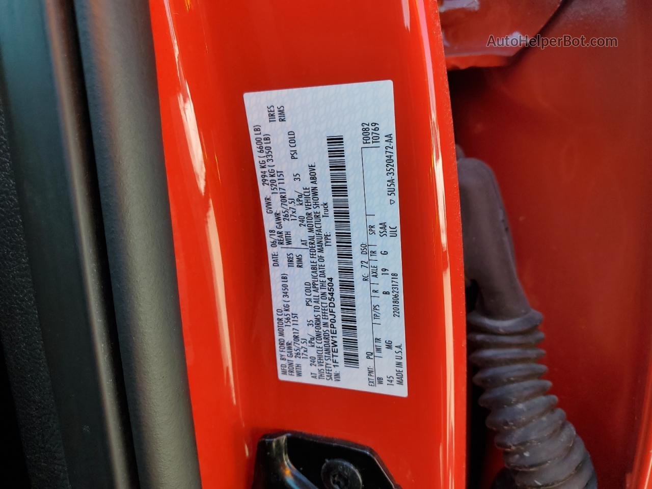 2018 Ford F150 Supercrew Красный vin: 1FTEW1EP0JFD54504