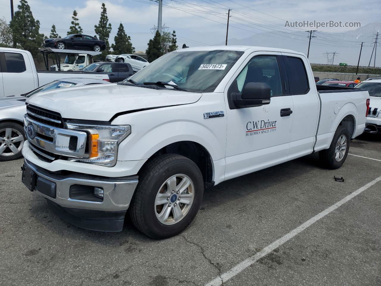 2019 Ford F150 Super Cab White vin: 1FTEX1CB2KKC24155