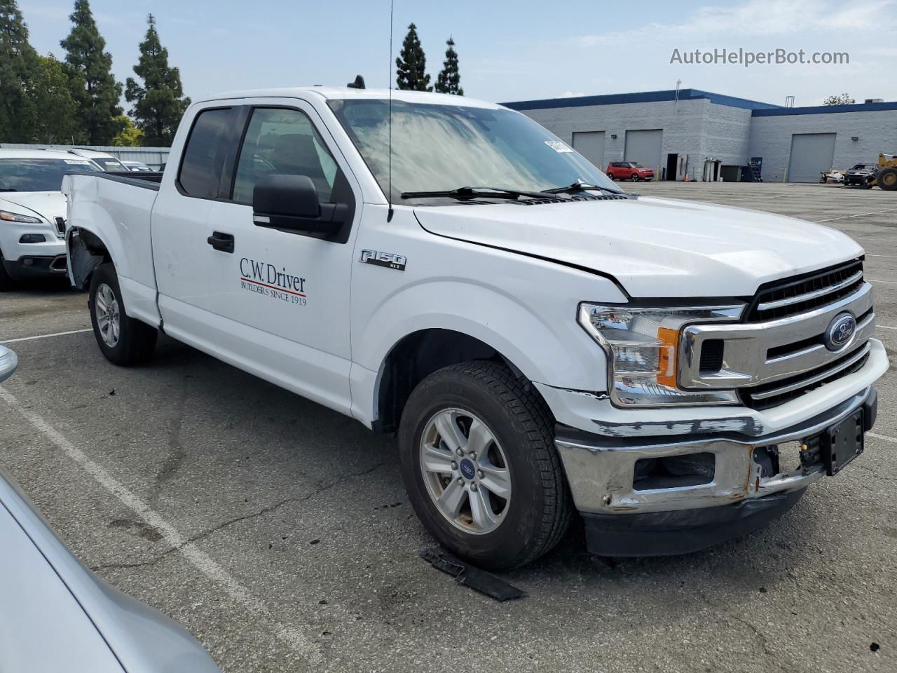 2019 Ford F150 Super Cab White vin: 1FTEX1CB2KKC24155