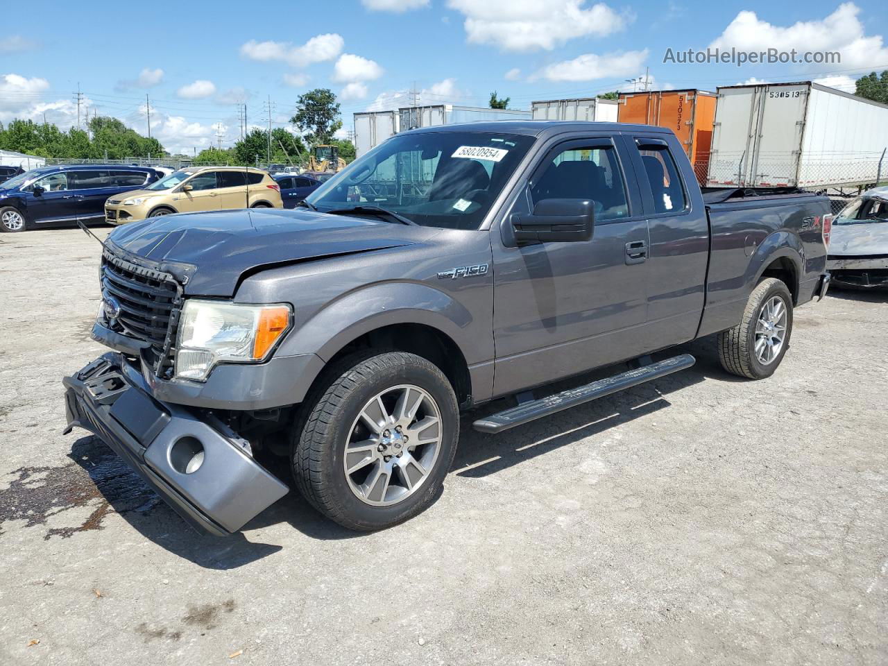 2014 Ford F150 Super Cab Серый vin: 1FTEX1CM9EFA29233