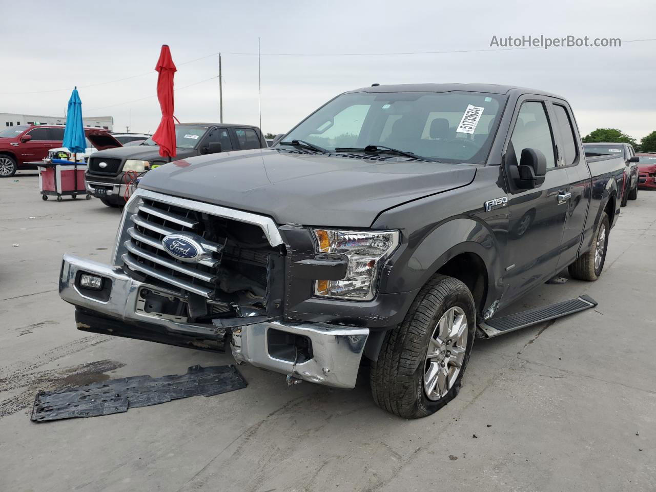 2017 Ford F150 Super Cab Серый vin: 1FTEX1CP4HKE10395