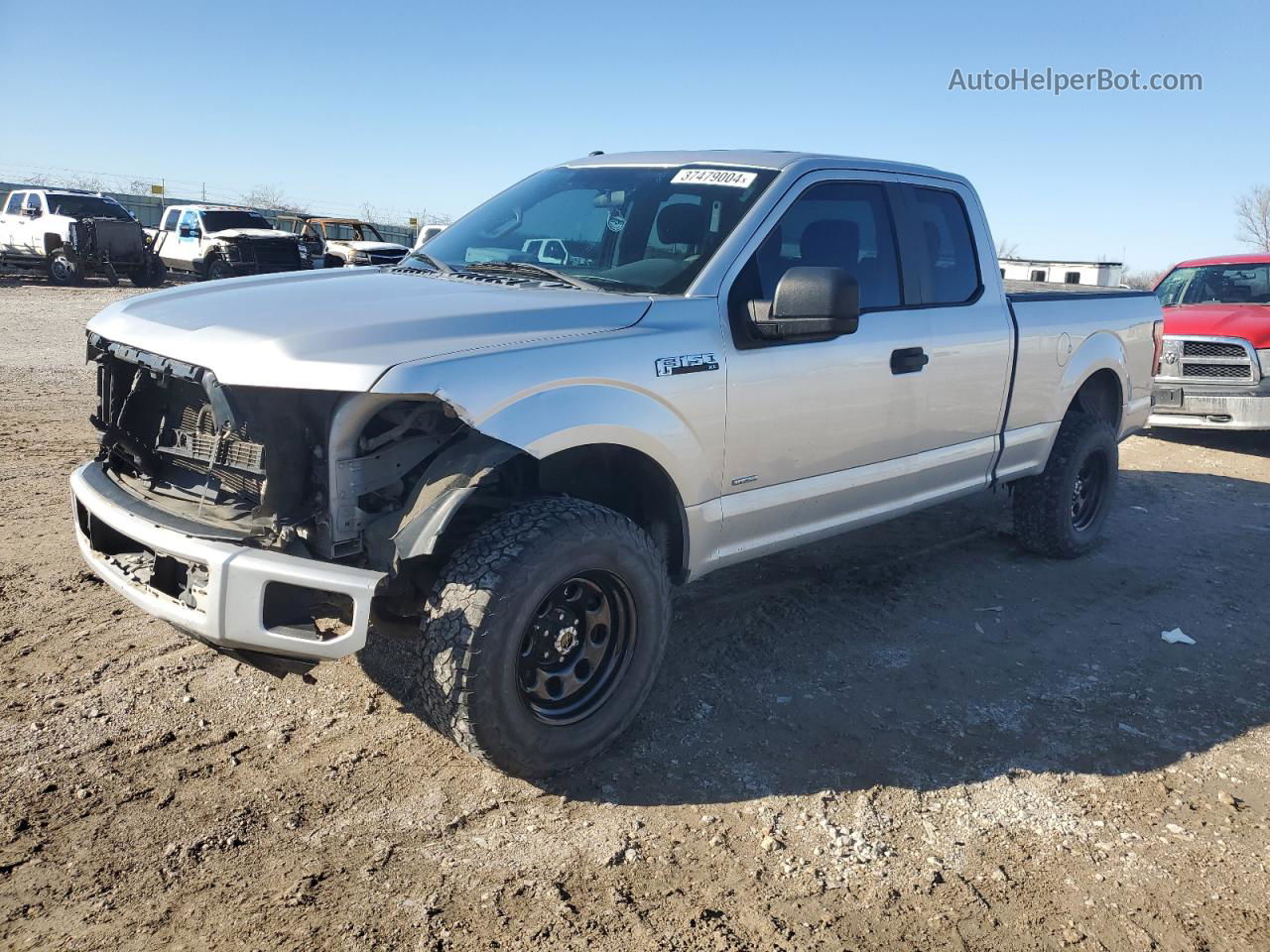 2017 Ford F150 Super Cab Silver vin: 1FTEX1CPXHFB29212