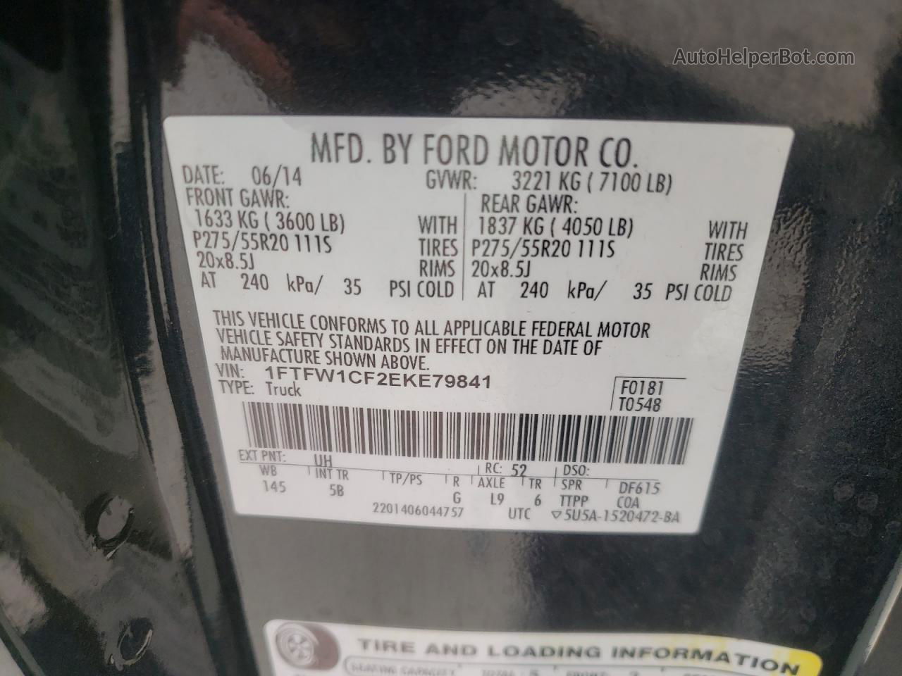 2014 Ford F150 Supercrew Black vin: 1FTFW1CF2EKE79841