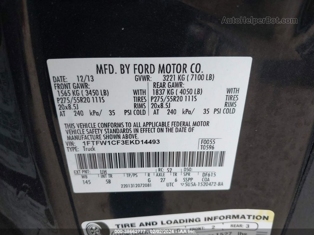 2014 Ford F-150 Fx2 Черный vin: 1FTFW1CF3EKD14493