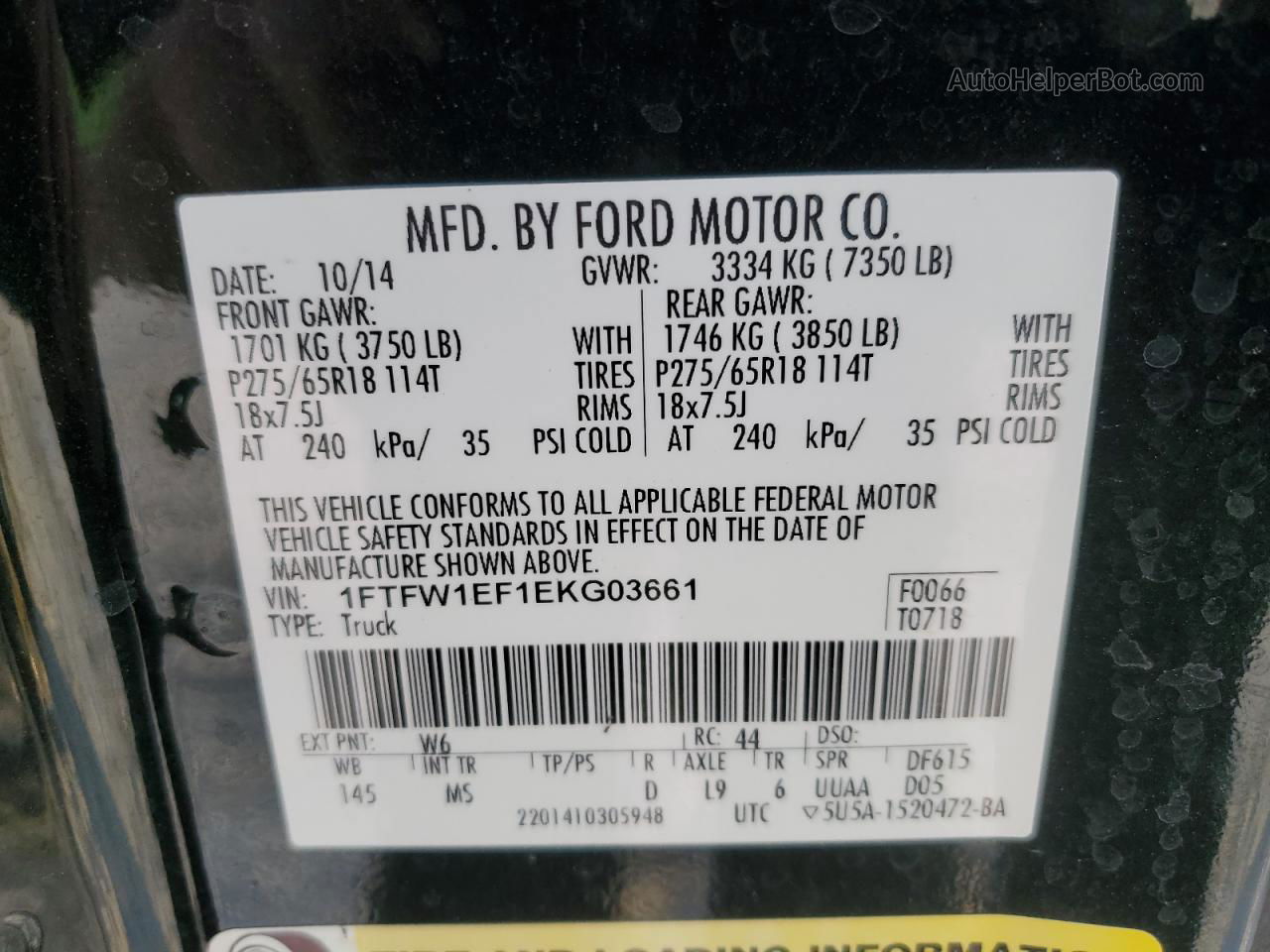 2014 Ford F150 Supercrew Green vin: 1FTFW1EF1EKG03661