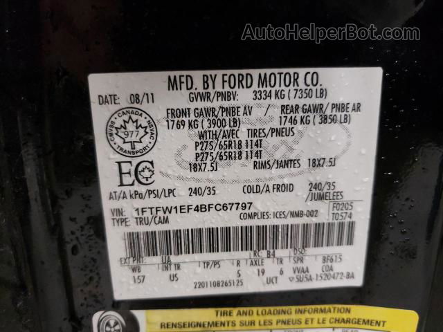 2011 Ford F150 Supercrew Black vin: 1FTFW1EF4BFC67797