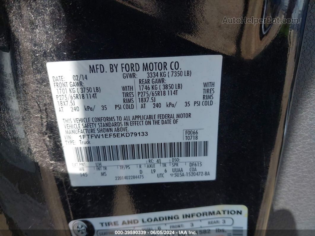 2014 Ford F-150 Xlt Black vin: 1FTFW1EF5EKD79133