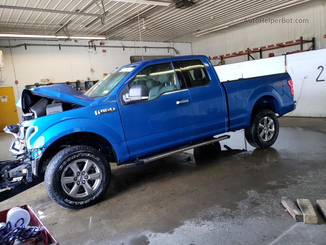 2019 Ford F150 Super Cab Синий vin: 1FTFX1E56KKE55362