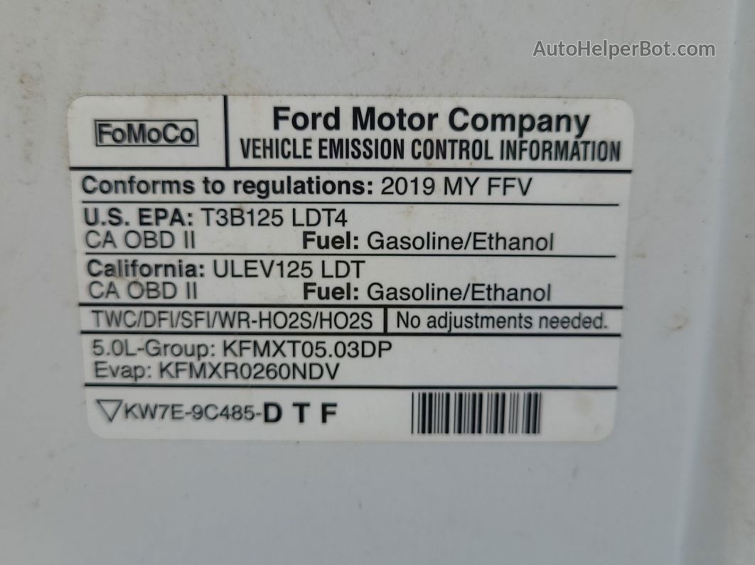 2019 Ford F-150 Xl White vin: 1FTFX1E57KKD18835