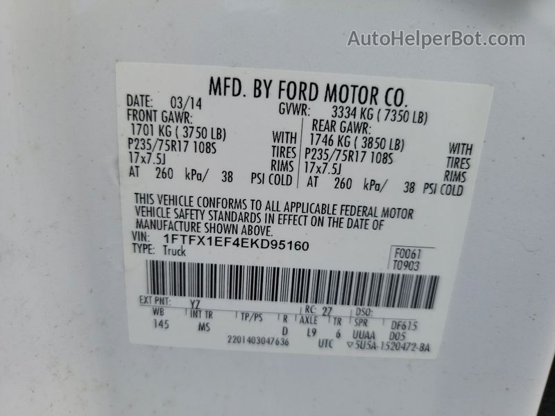 2014 Ford F-150 Xl/xlt/stx/lariat/fx4 Неизвестно vin: 1FTFX1EF4EKD95160