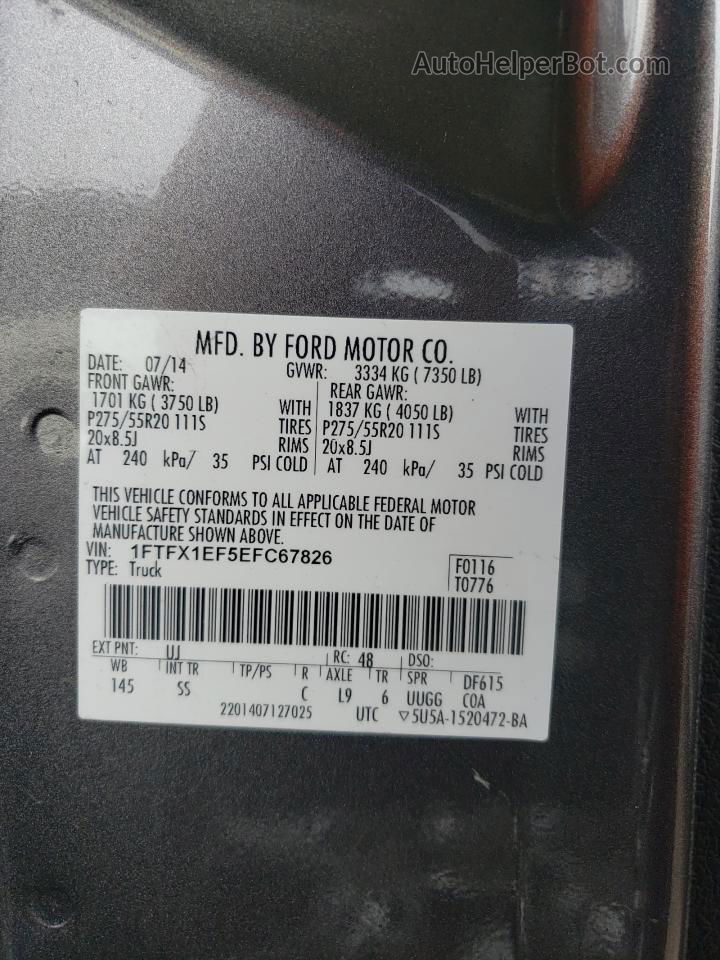 2014 Ford F150 Super Cab Gray vin: 1FTFX1EF5EFC67826