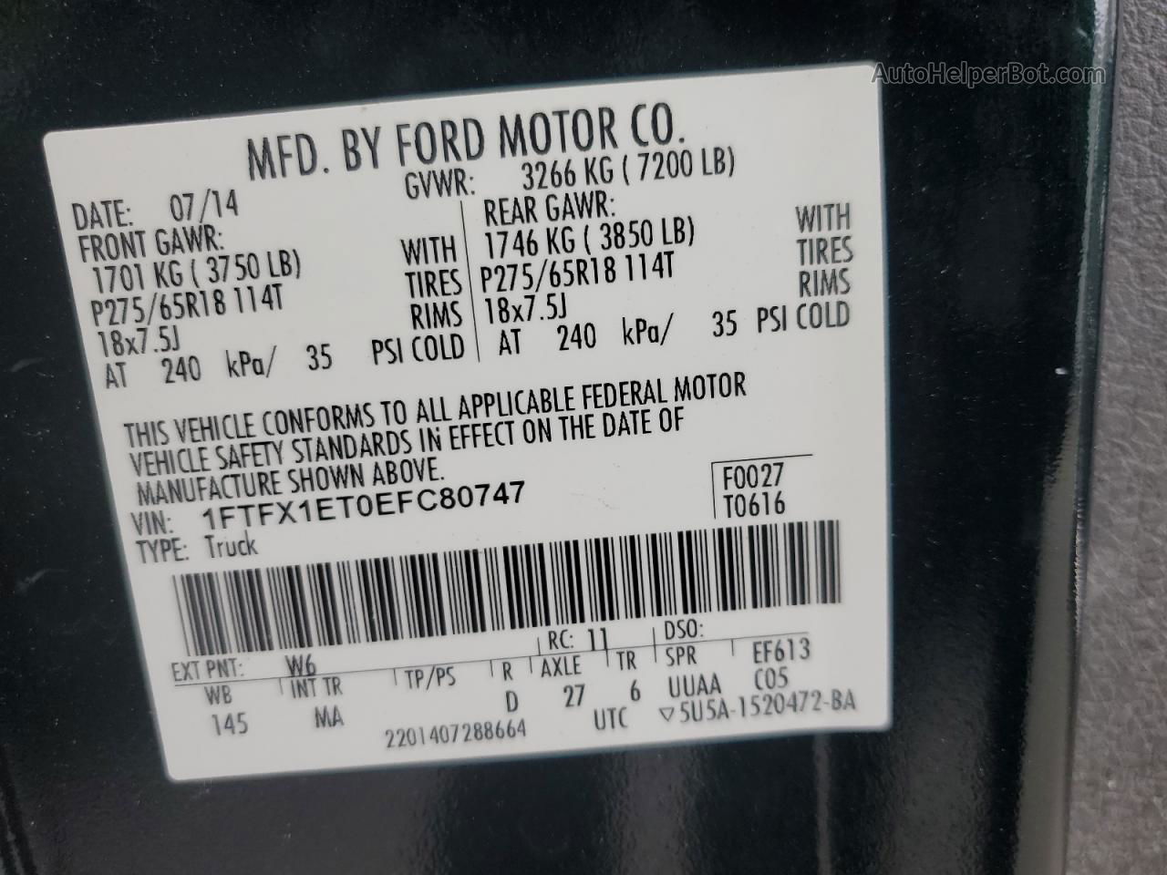 2014 Ford F150 Super Cab Green vin: 1FTFX1ET0EFC80747