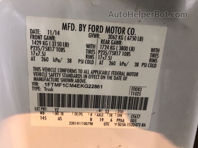 2014 Ford F-150 Xl/xlt/stx Белый vin: 1FTMF1CM4EKG22861