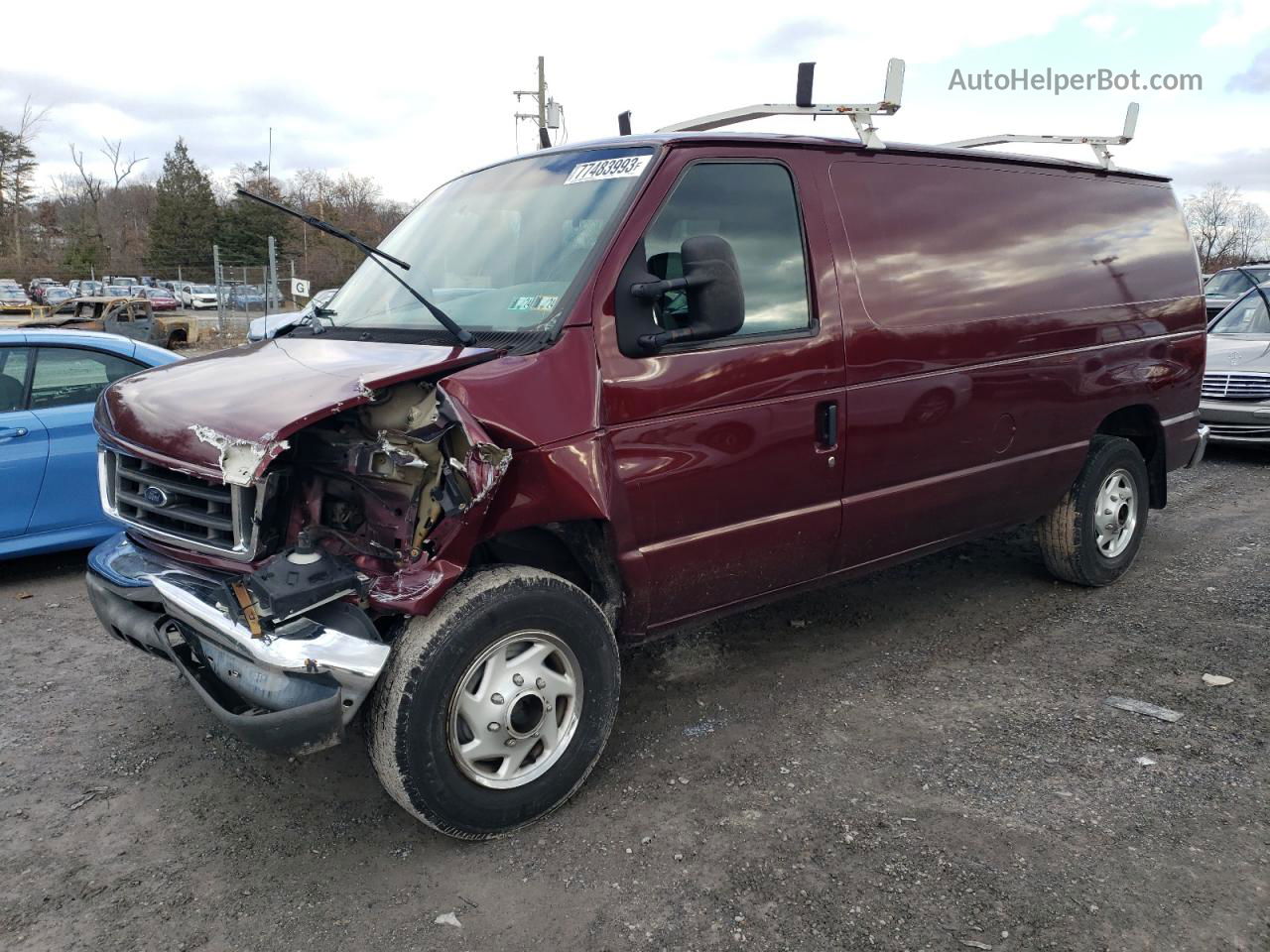 2007 Ford Econoline E250 Van Burgundy vin: 1FTNE24L07DA03393