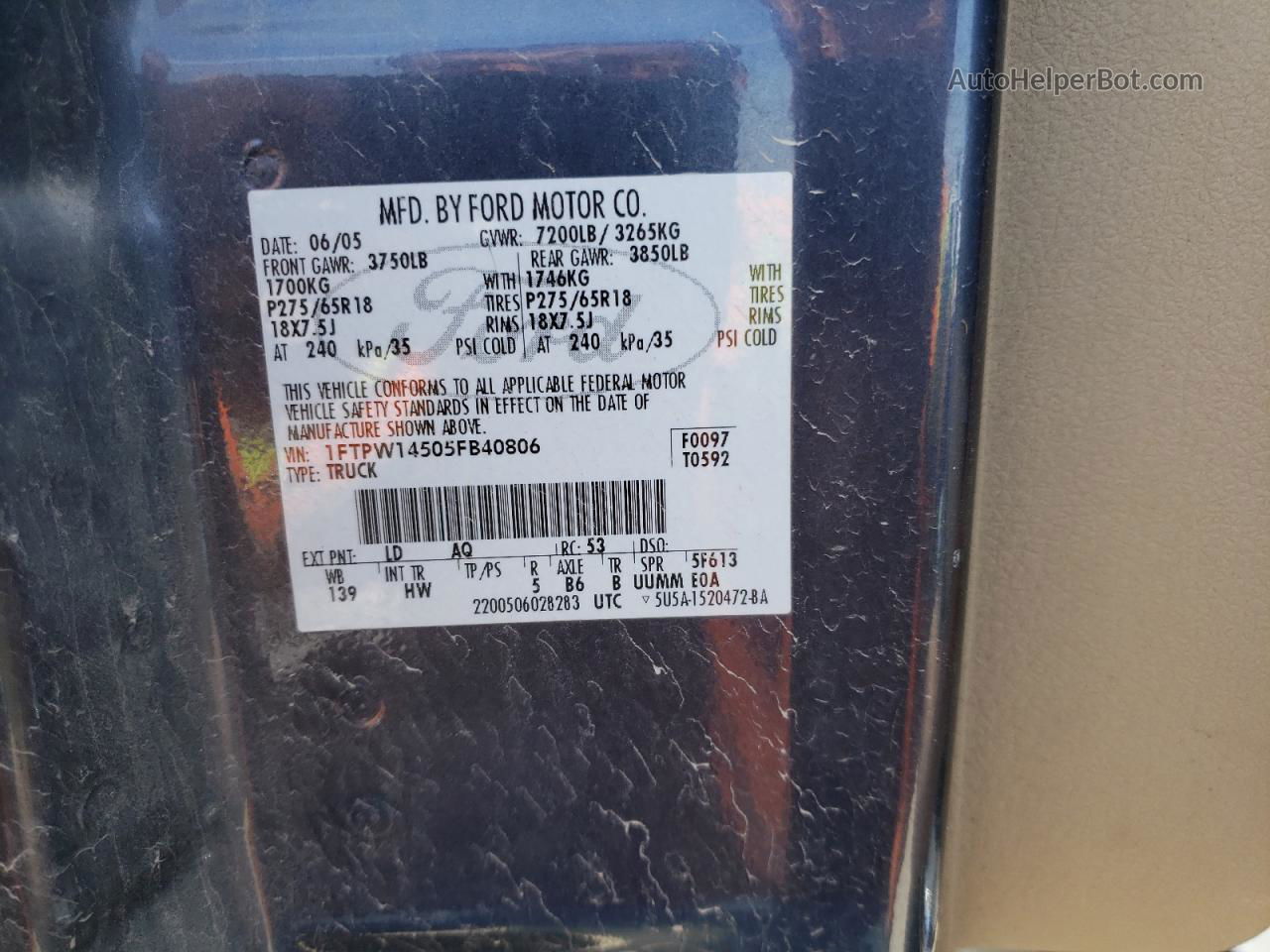 Price & History 2005 Ford F150 Supercrew 5.4l 8 vin Price & History 2005 Ford F150 Supercrew 5.4l 8 vin