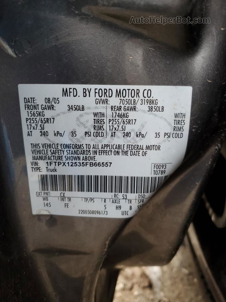 2005 Ford F150  Угольный vin: 1FTPX12535FB66557