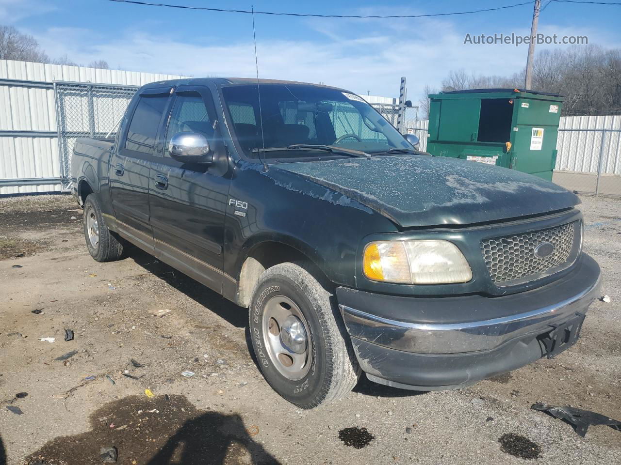 2001 Ford F150 Supercrew Green vin: 1FTRW07L11KB37573