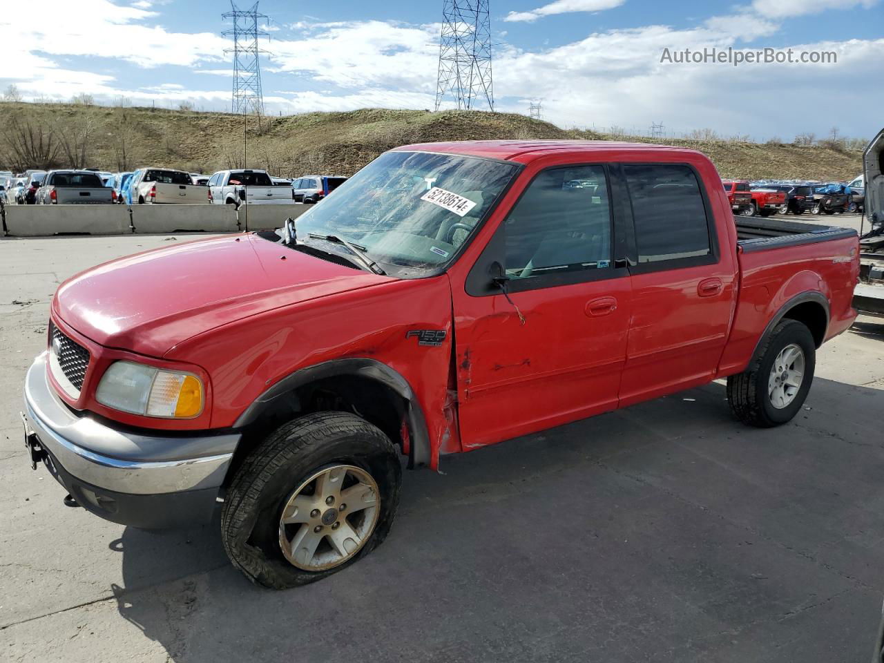 2003 Ford F150 Supercrew Red vin: 1FTRW08L83KA46303