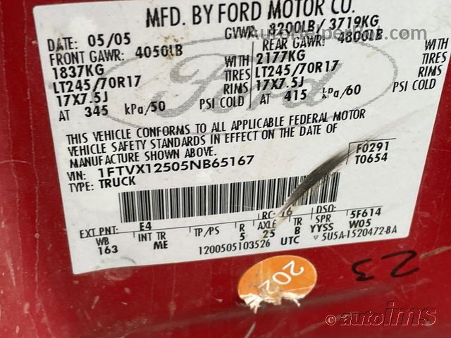 2005 Ford F150   Неизвестно vin: 1FTVX12505NB65167