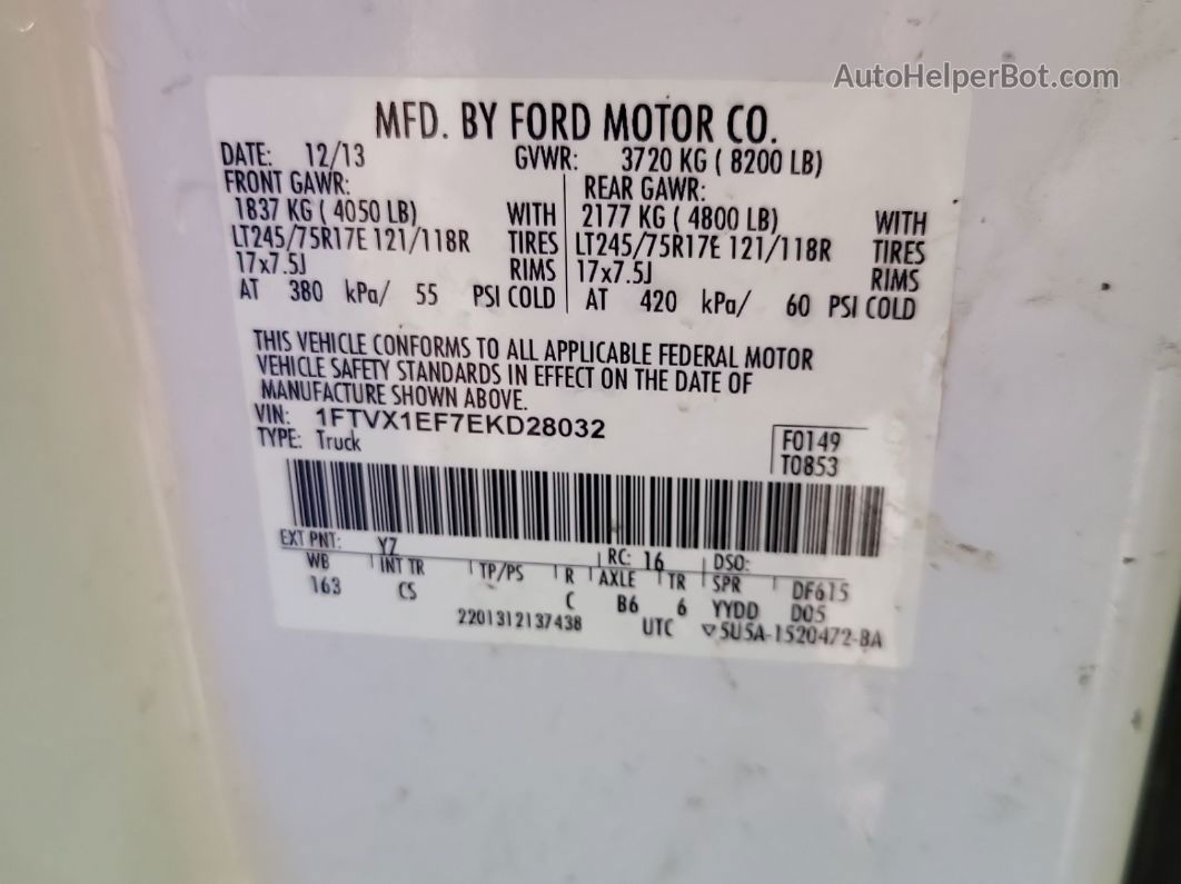 2014 Ford F-150 W/hd Payload Pkg Unknown vin: 1FTVX1EF7EKD28032