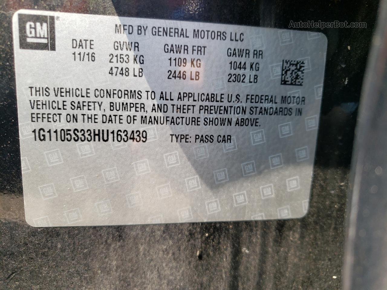 2017 Chevrolet Impala Lt Black vin: 1G1105S33HU163439