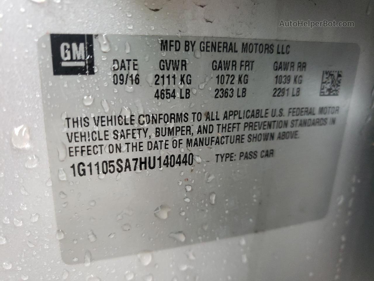 2017 Chevrolet Impala Lt Silver vin: 1G1105SA7HU140440
