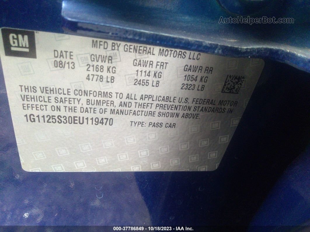 2014 Chevrolet Impala Lt Blue vin: 1G1125S30EU119470