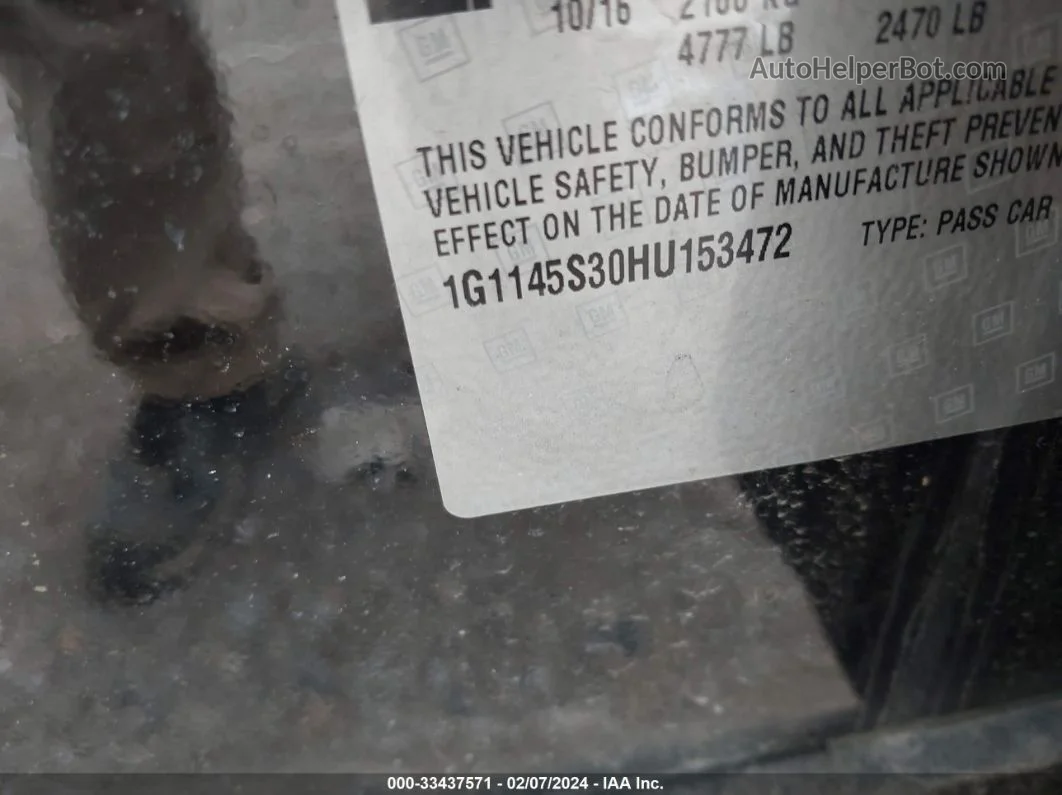 2017 Chevrolet Impala 2lz Black vin: 1G1145S30HU153472