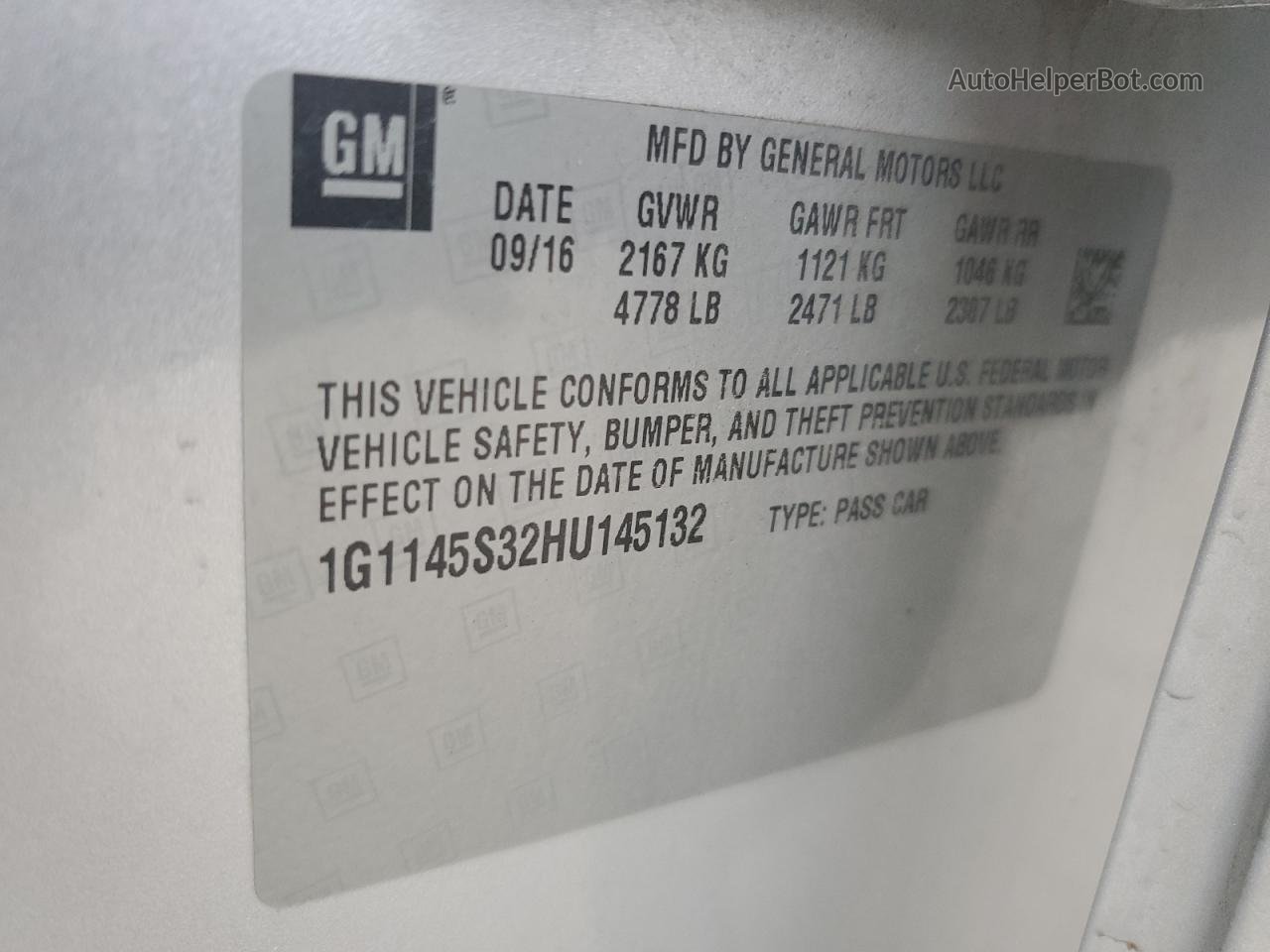 2017 Chevrolet Impala Premier Silver vin: 1G1145S32HU145132