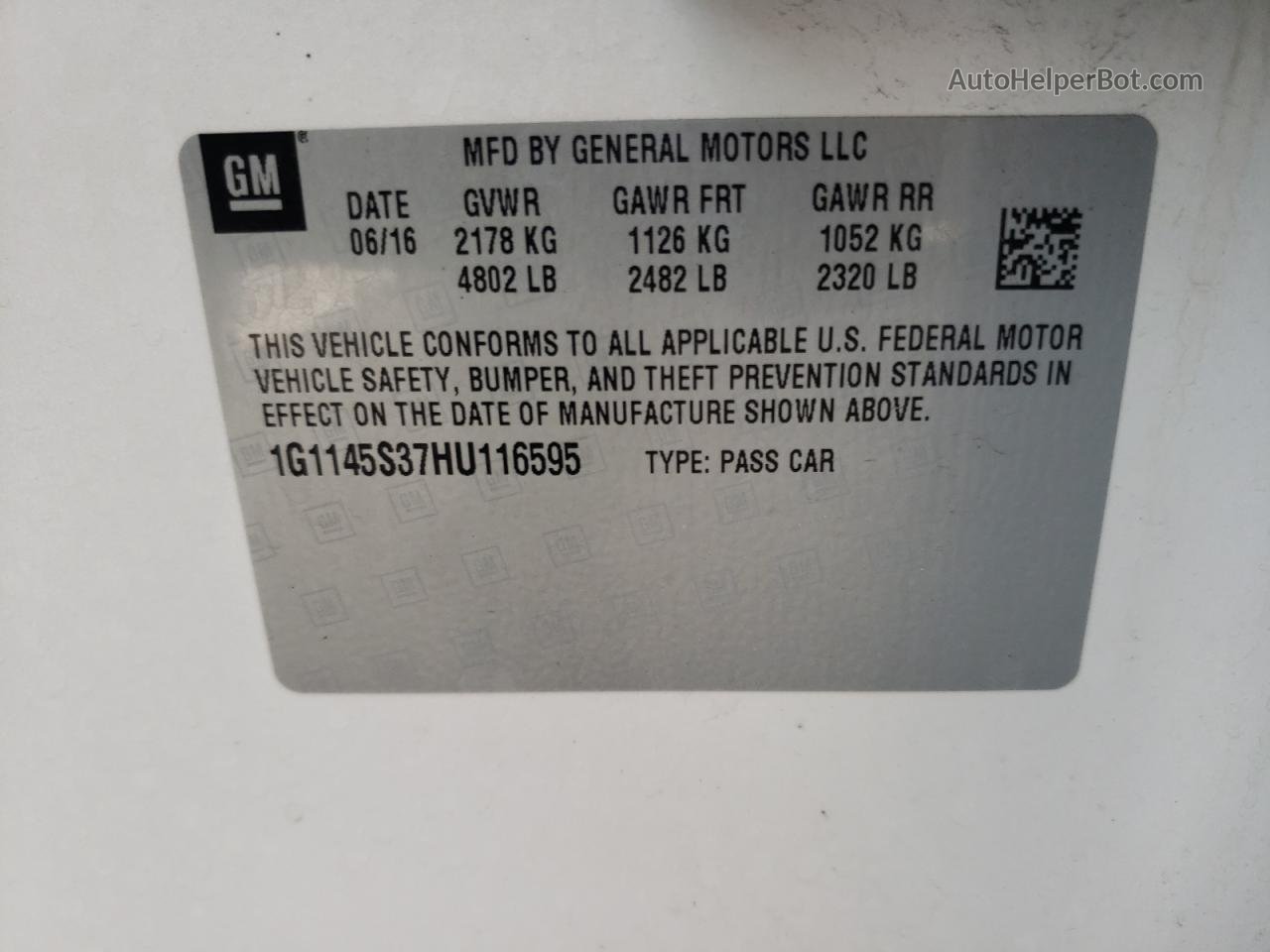 2017 Chevrolet Impala Premier Белый vin: 1G1145S37HU116595
