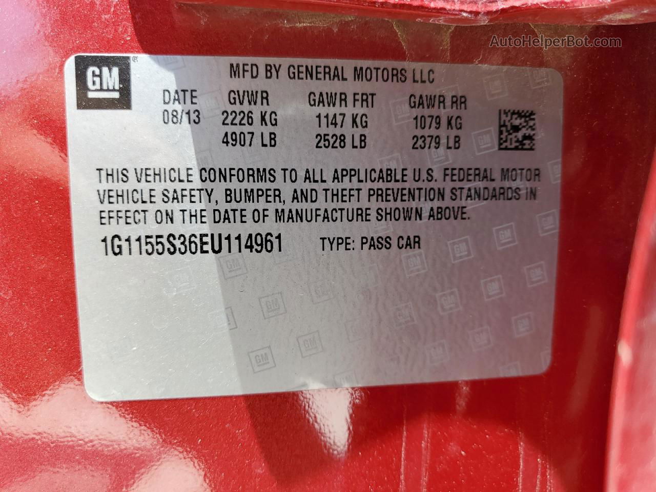 2014 Chevrolet Impala Ltz Red vin: 1G1155S36EU114961