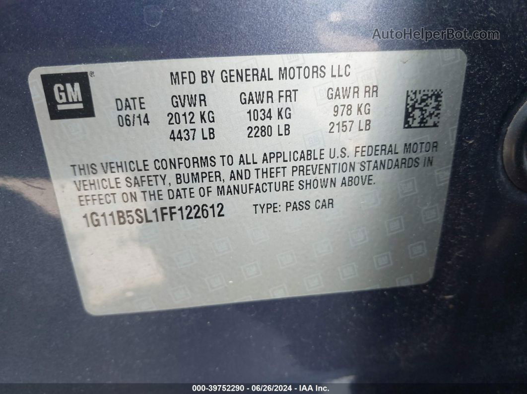 2015 Chevrolet Malibu Ls Синий vin: 1G11B5SL1FF122612