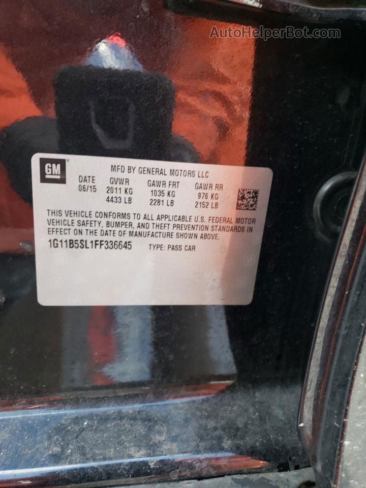 2015 Chevrolet Malibu Ls Черный vin: 1G11B5SL1FF336645