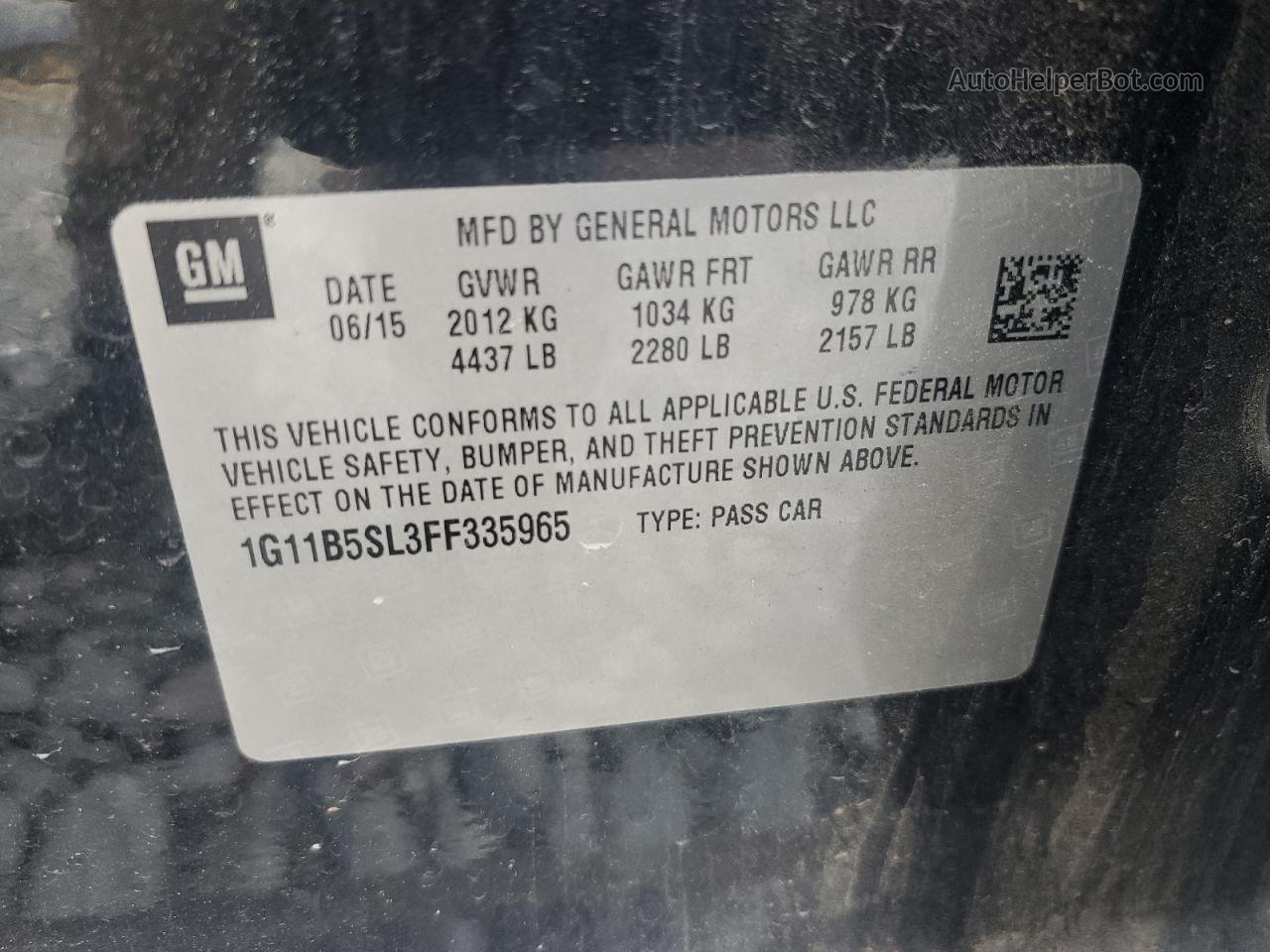 2015 Chevrolet Malibu Ls Черный vin: 1G11B5SL3FF335965