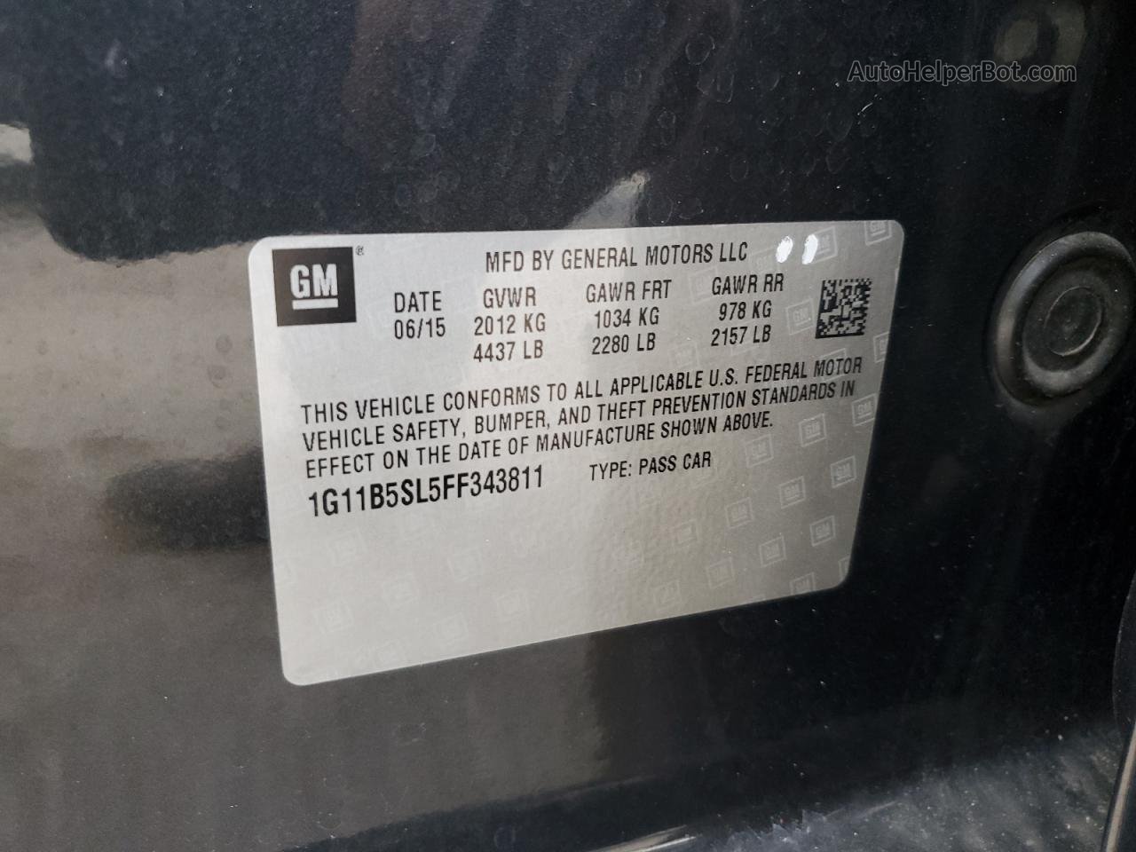 2015 Chevrolet Malibu Ls Gray vin: 1G11B5SL5FF343811