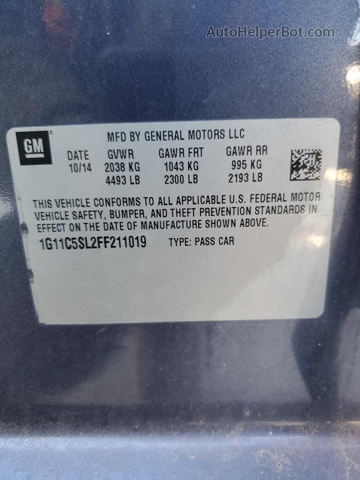 2015 Chevrolet Malibu 1lt Blue vin: 1G11C5SL2FF211019