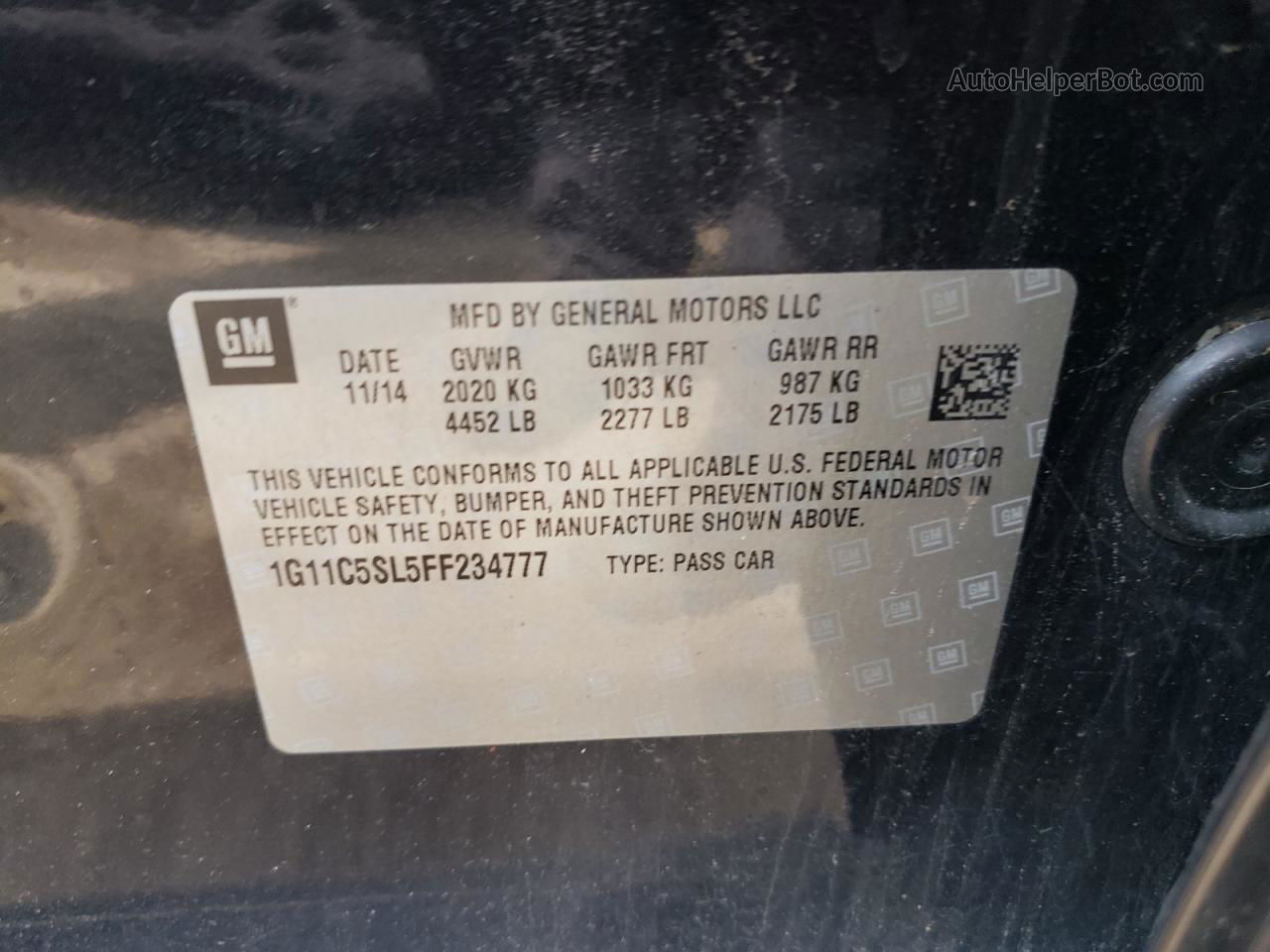 2015 Chevrolet Malibu 1lt Black vin: 1G11C5SL5FF234777