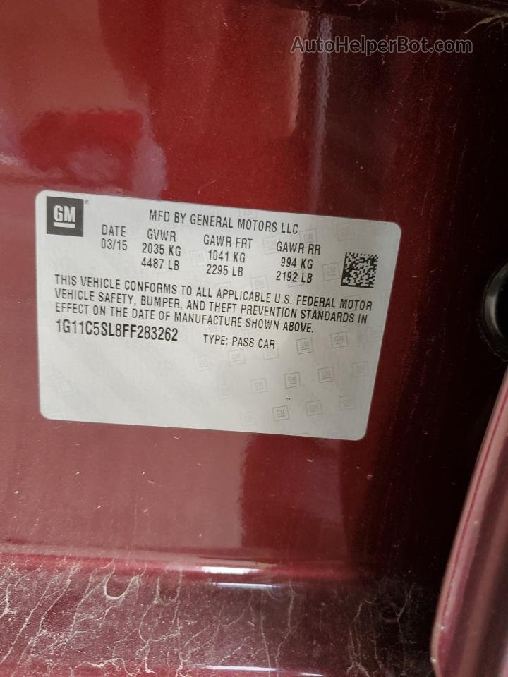 2015 Chevrolet Malibu 1lt Бордовый vin: 1G11C5SL8FF283262