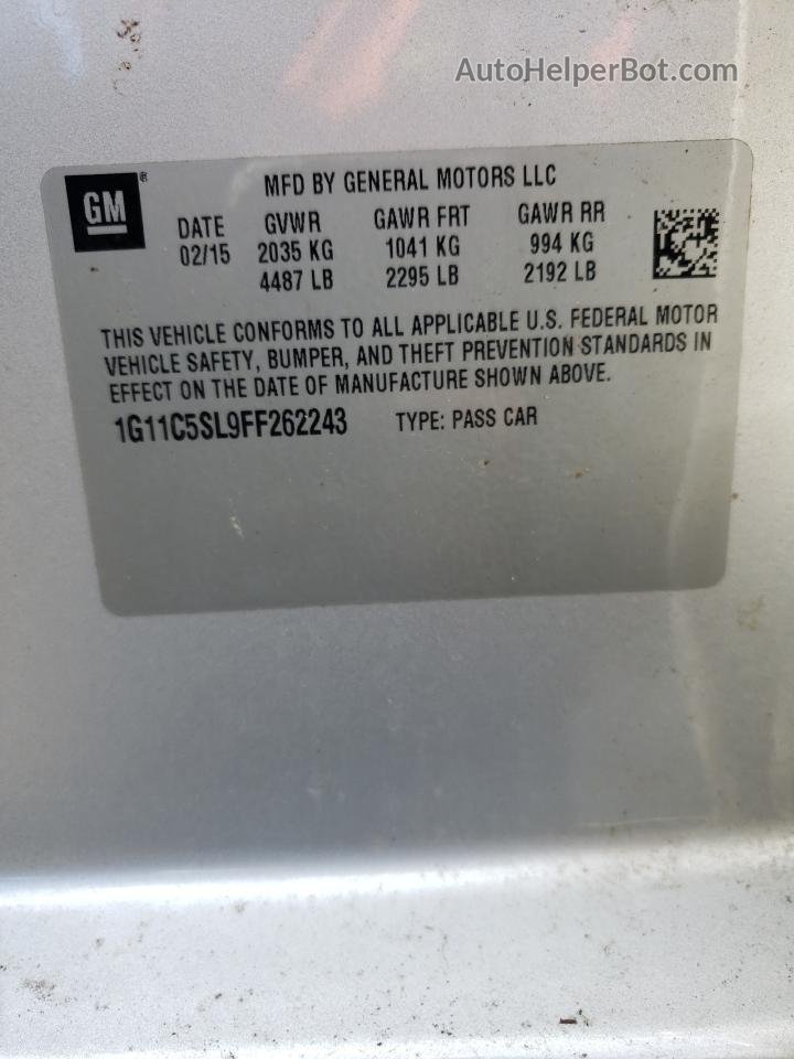 2015 Chevrolet Malibu 1lt Silver vin: 1G11C5SL9FF262243