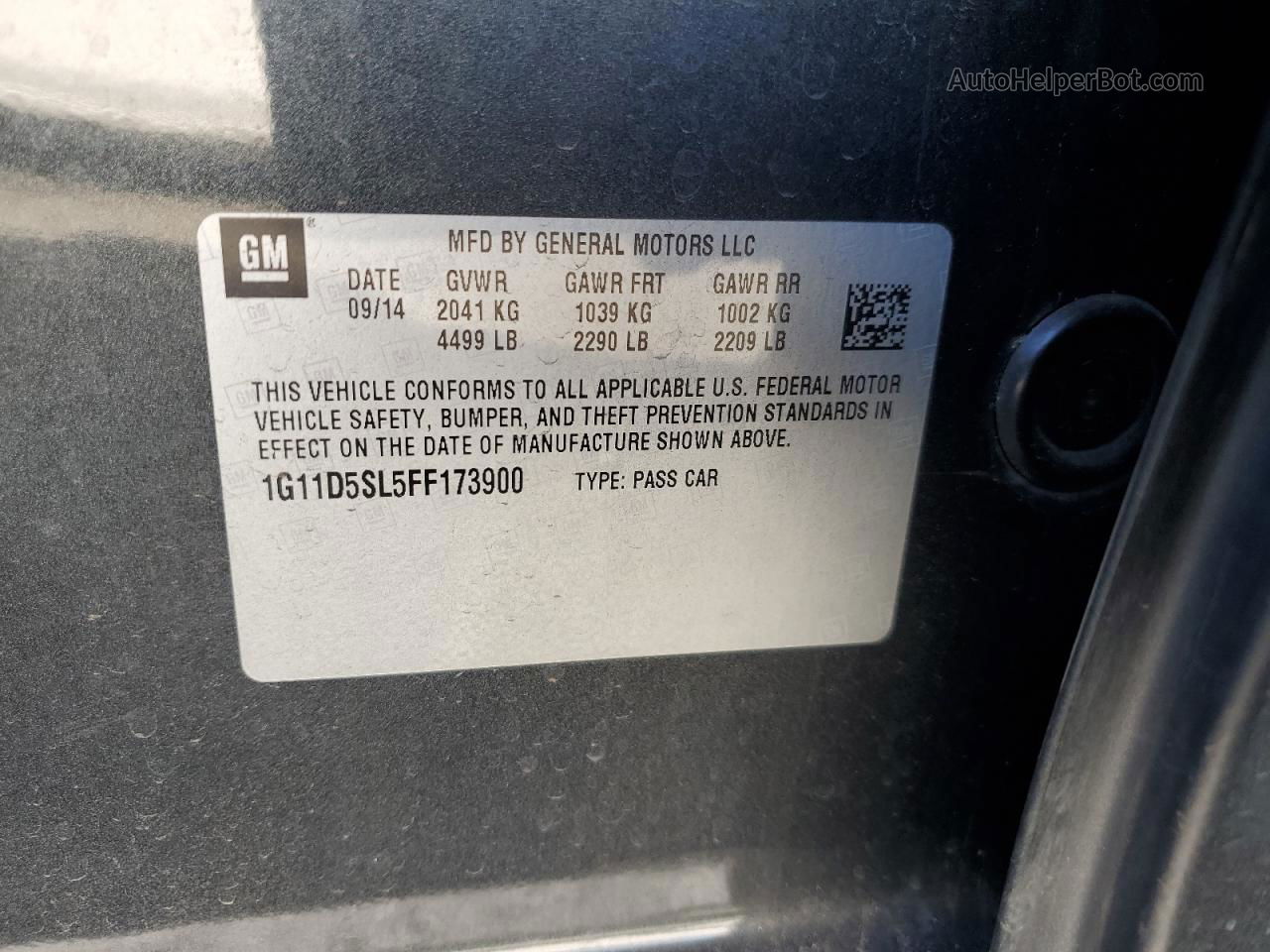 2015 Chevrolet Malibu 2lt Черный vin: 1G11D5SL5FF173900