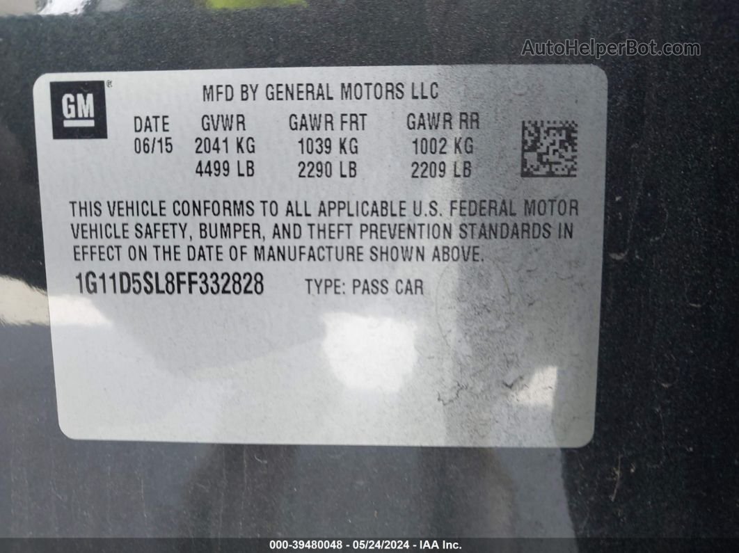2015 Chevrolet Malibu 2lt Gray vin: 1G11D5SL8FF332828