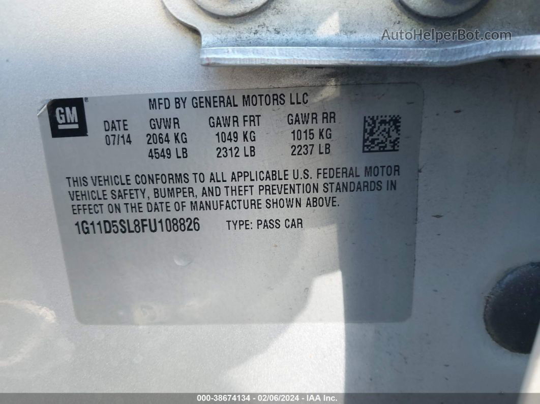 2015 Chevrolet Malibu 2lt Silver vin: 1G11D5SL8FU108826