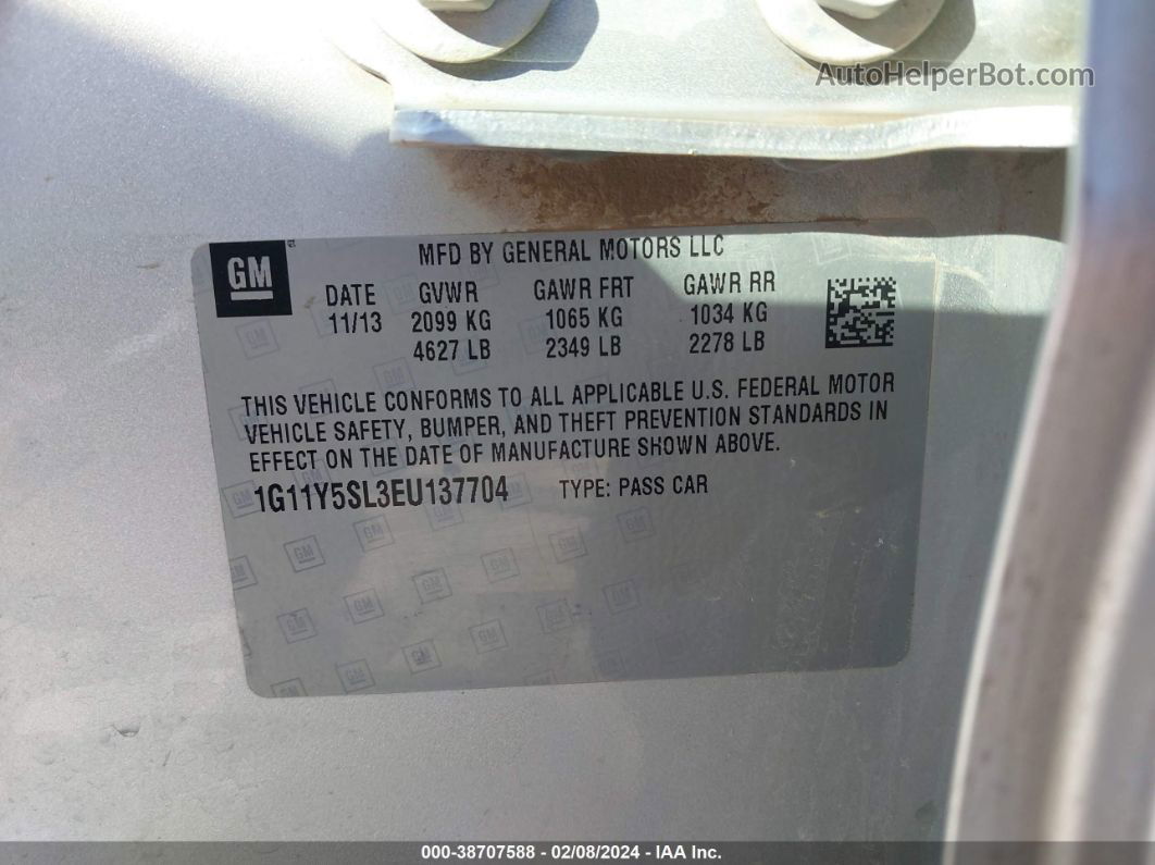 2014 Chevrolet Impala 1ls Gray vin: 1G11Y5SL3EU137704