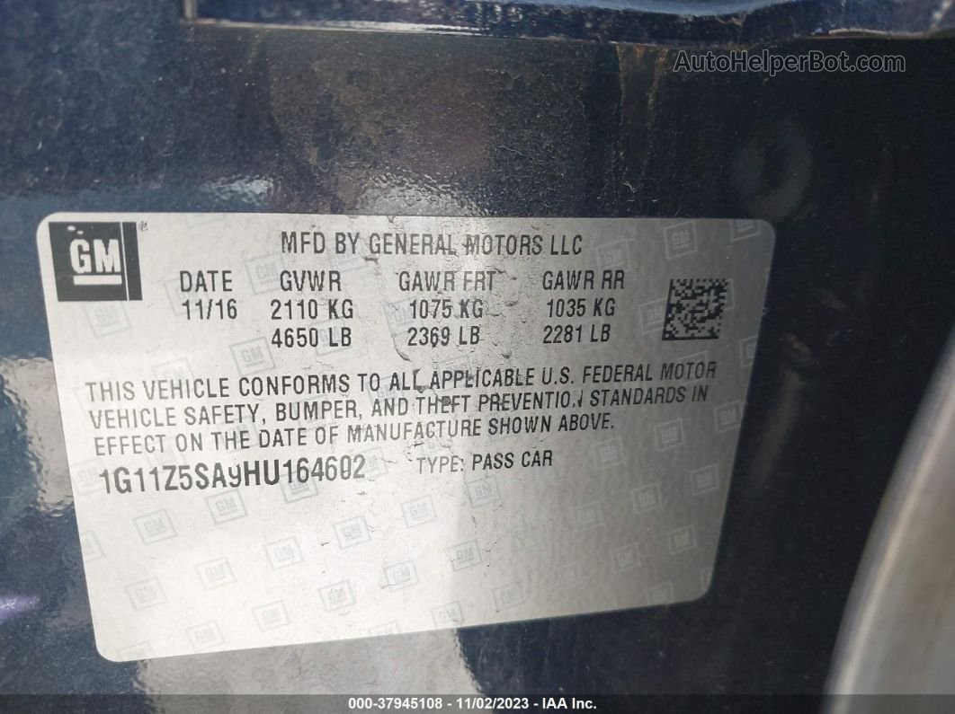 2017 Chevrolet Impala Ls Синий vin: 1G11Z5SA9HU164602
