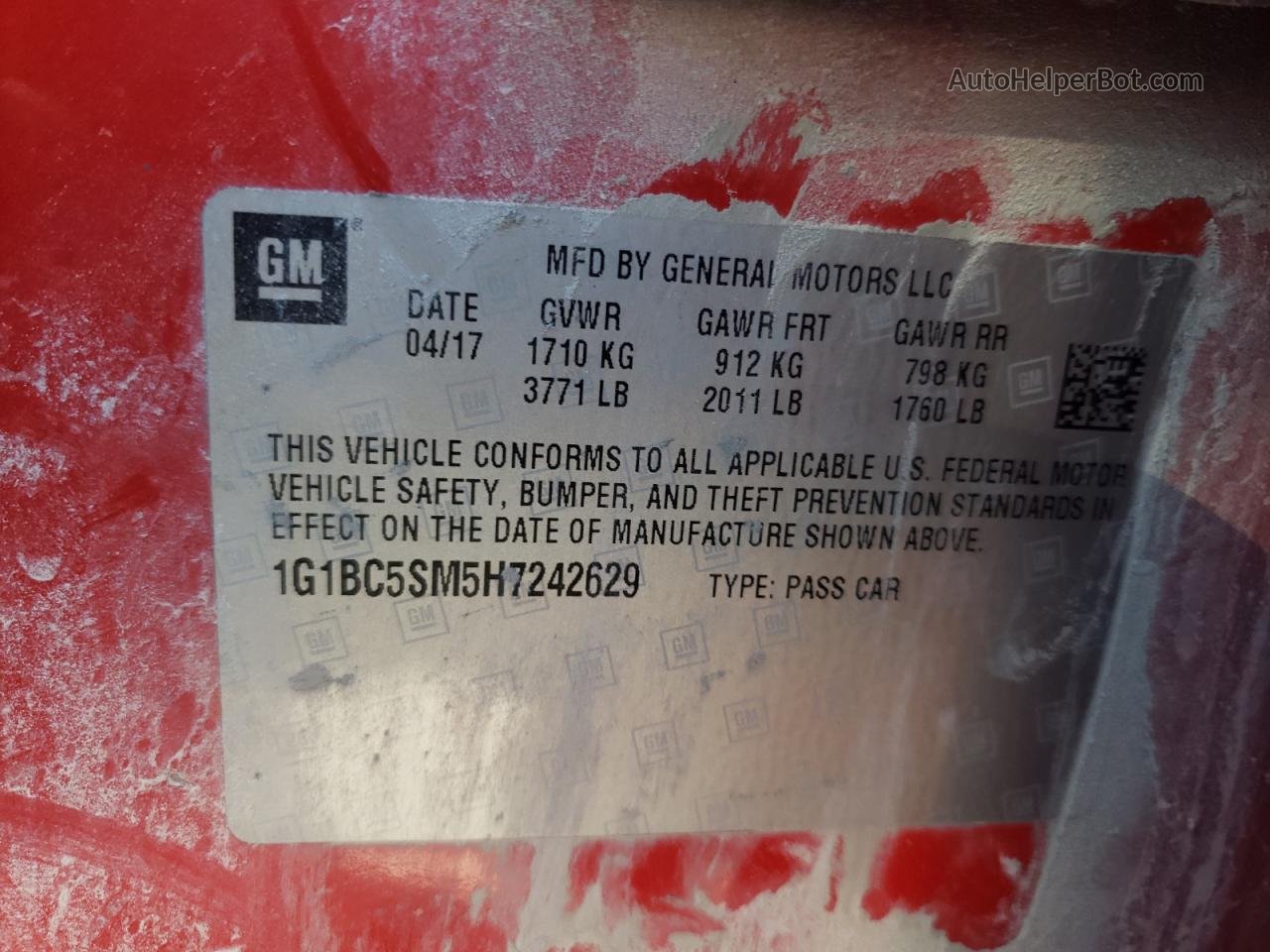 2017 Chevrolet Cruze Ls Red vin: 1G1BC5SM5H7242629