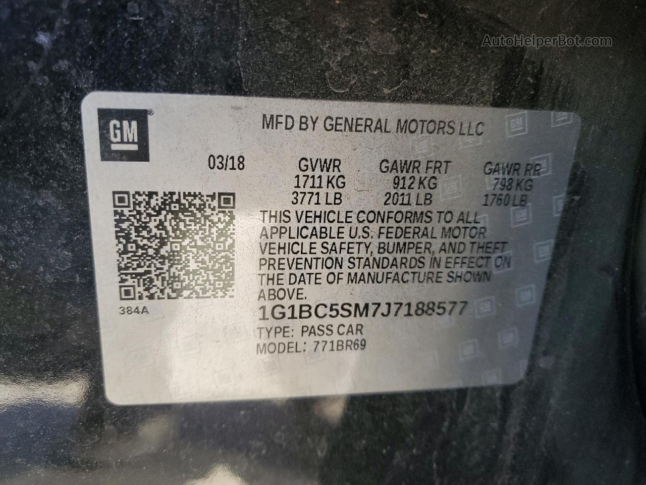 2018 Chevrolet Cruze Ls Черный vin: 1G1BC5SM7J7188577
